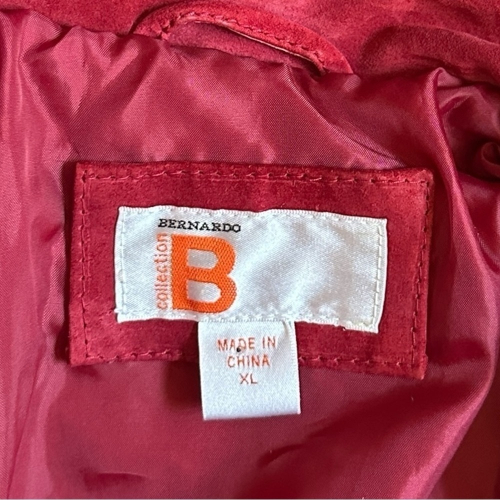 Bernardo Vintage 90s Peplum Blazer Size XL Red Suede Leather Classic Feminine - Picture 6 of 7